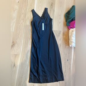 Nicole Miller Black Lace-Trim Slip Dress